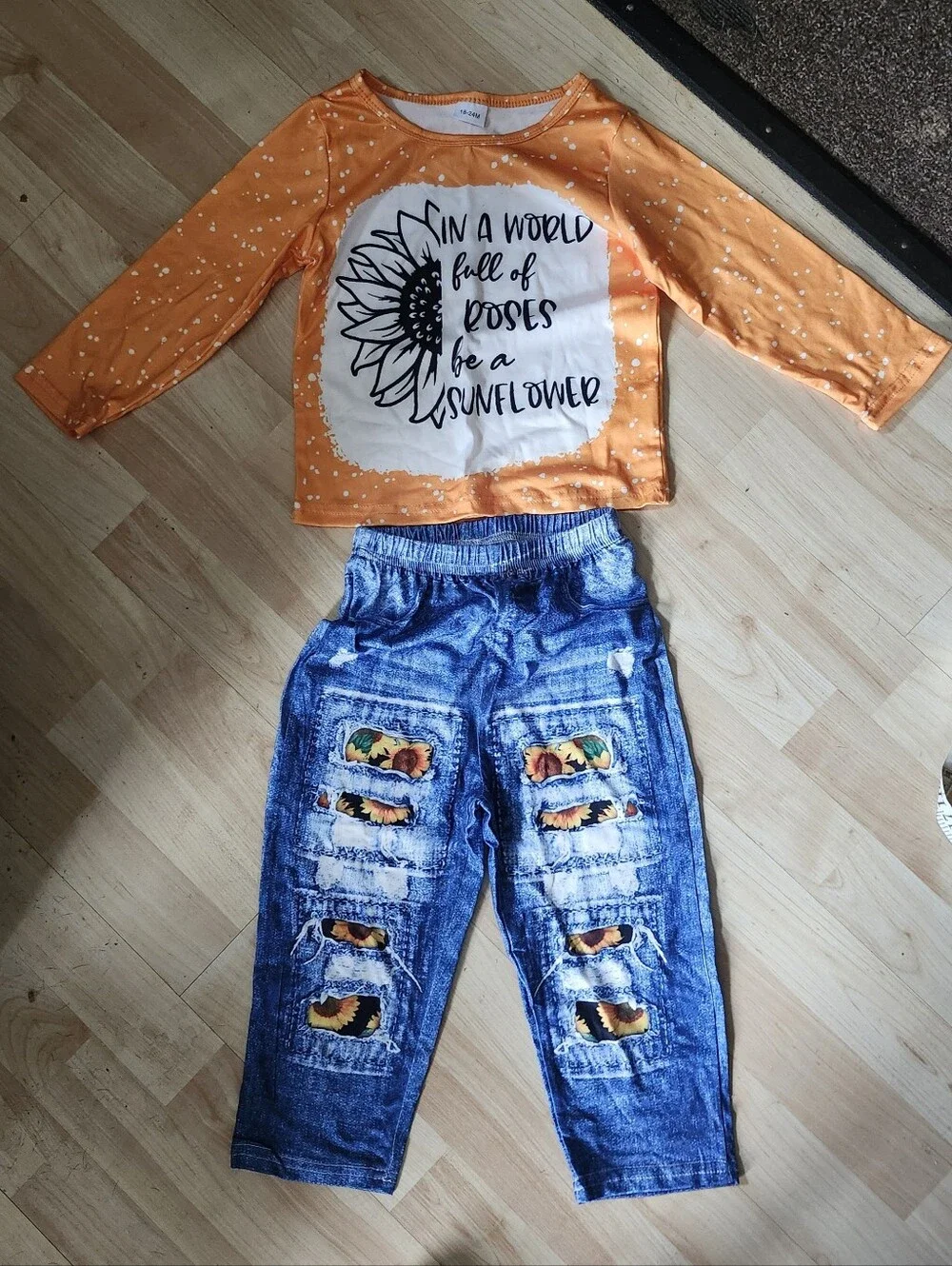 Sunflower Toddler 3-Piece Outfit Set – Size 18-24M New Boutique Baby